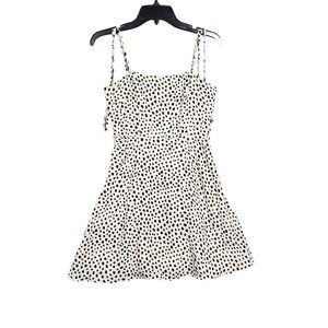 Lola‎ Grace Dress XS Mini Fit & Flare Smocked Sleeveless Sundress Black White